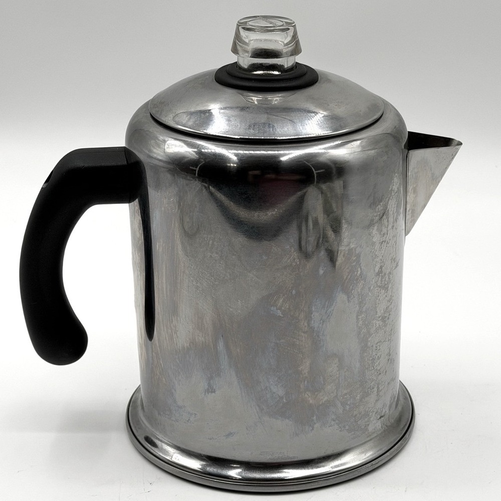 Farberware 8 Cup Stainless Steel Stovetop Coffee Percolator Silver Glass Knob